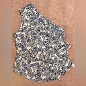 Brand new with tags! Banana Republic one shoulder tie blouse, paisley, size L
